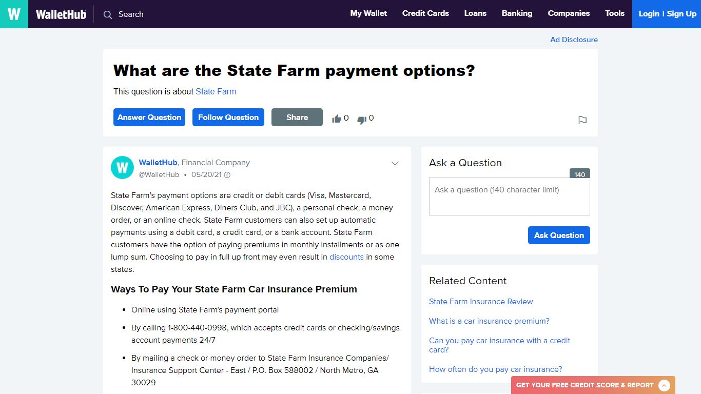 2022 State Farm Payment Options: How to Pay State Farm - WalletHub